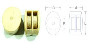 06760 5 x Wooden Blocks double 6mm